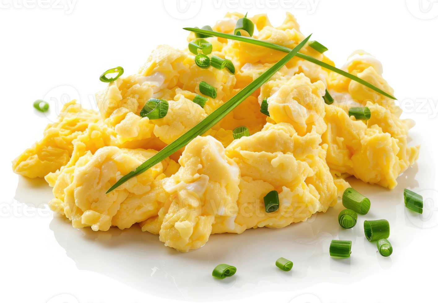 Scrumptious scrambled eggs garnished with fresh chives. png