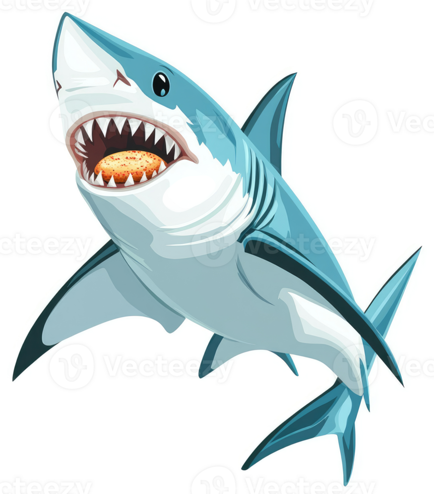 A great white shark with a tasty treat in its jaws. png