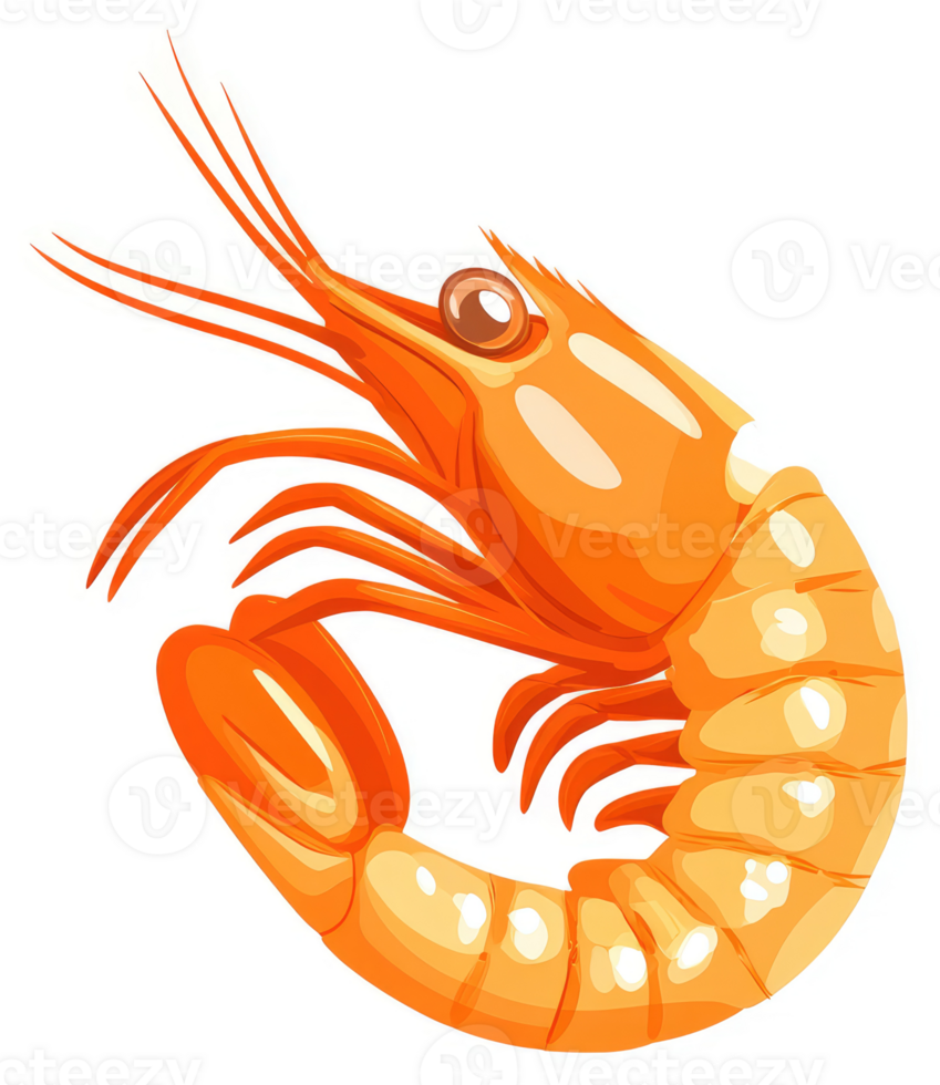 Vibrant illustration of a delicious orange shrimp. png