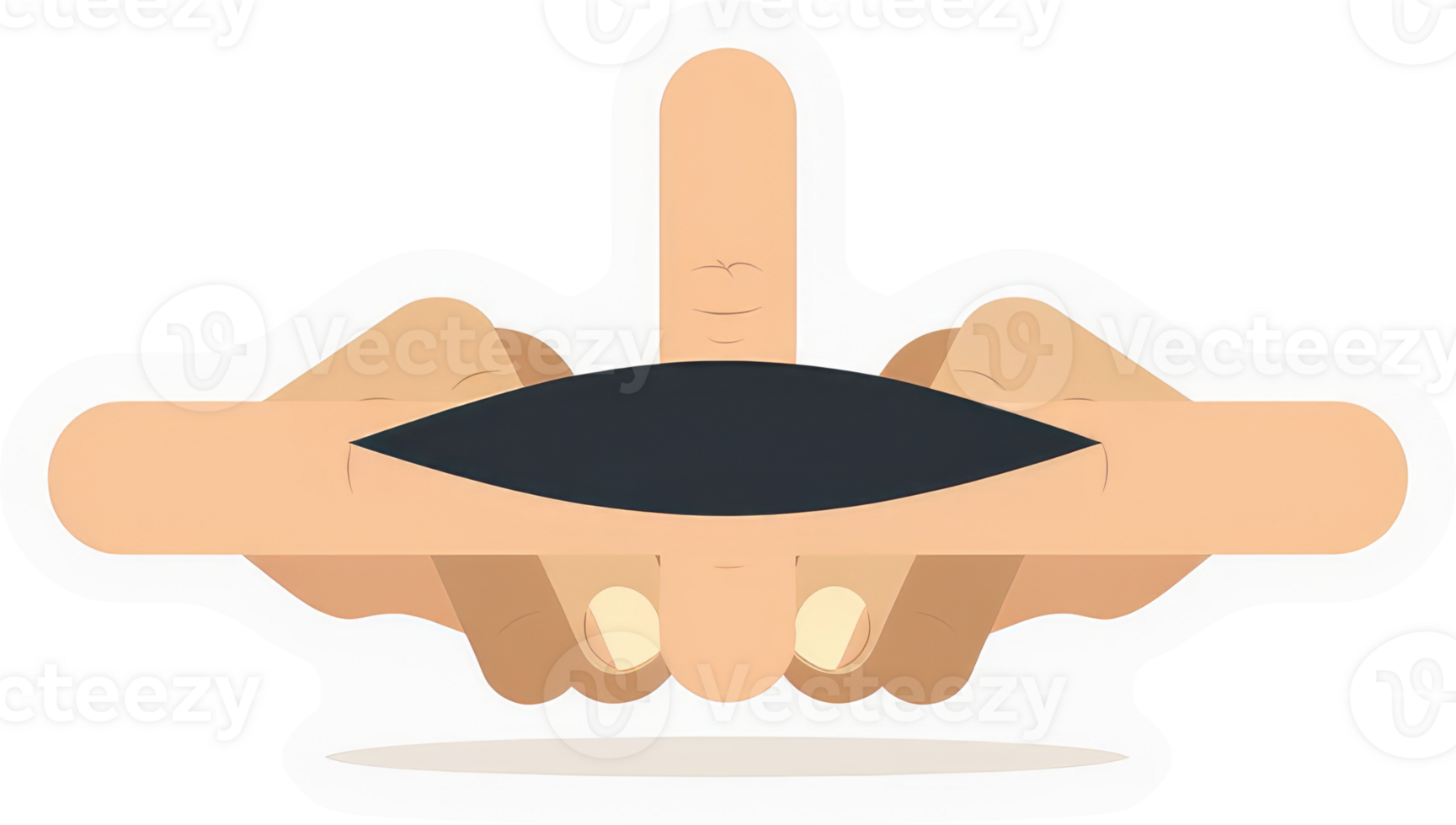 Illustration of a finger being pressed between two hands. png