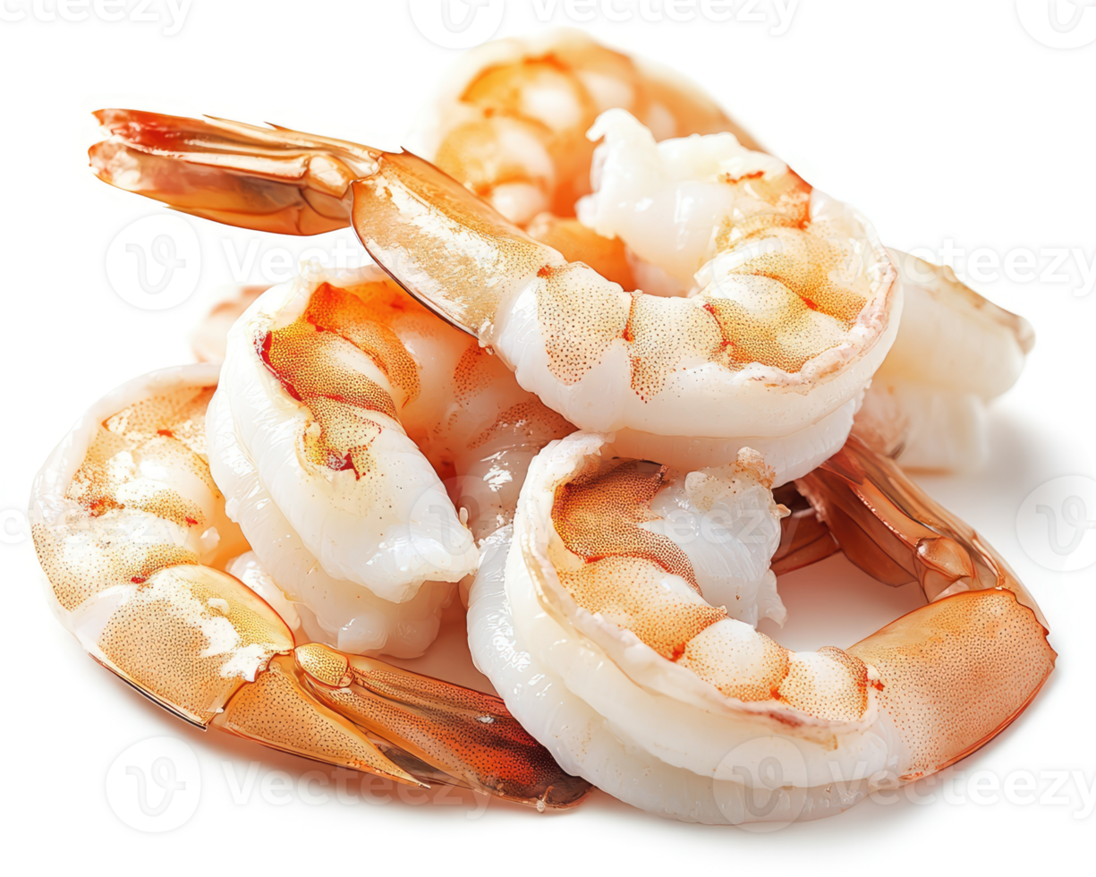 Fresh raw shrimp piled high, ready to cook. png