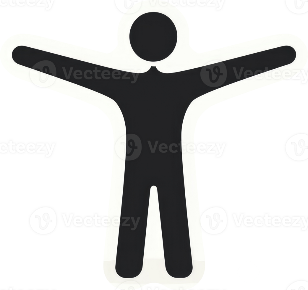 A simple black silhouette of a person with outstretched arms. png