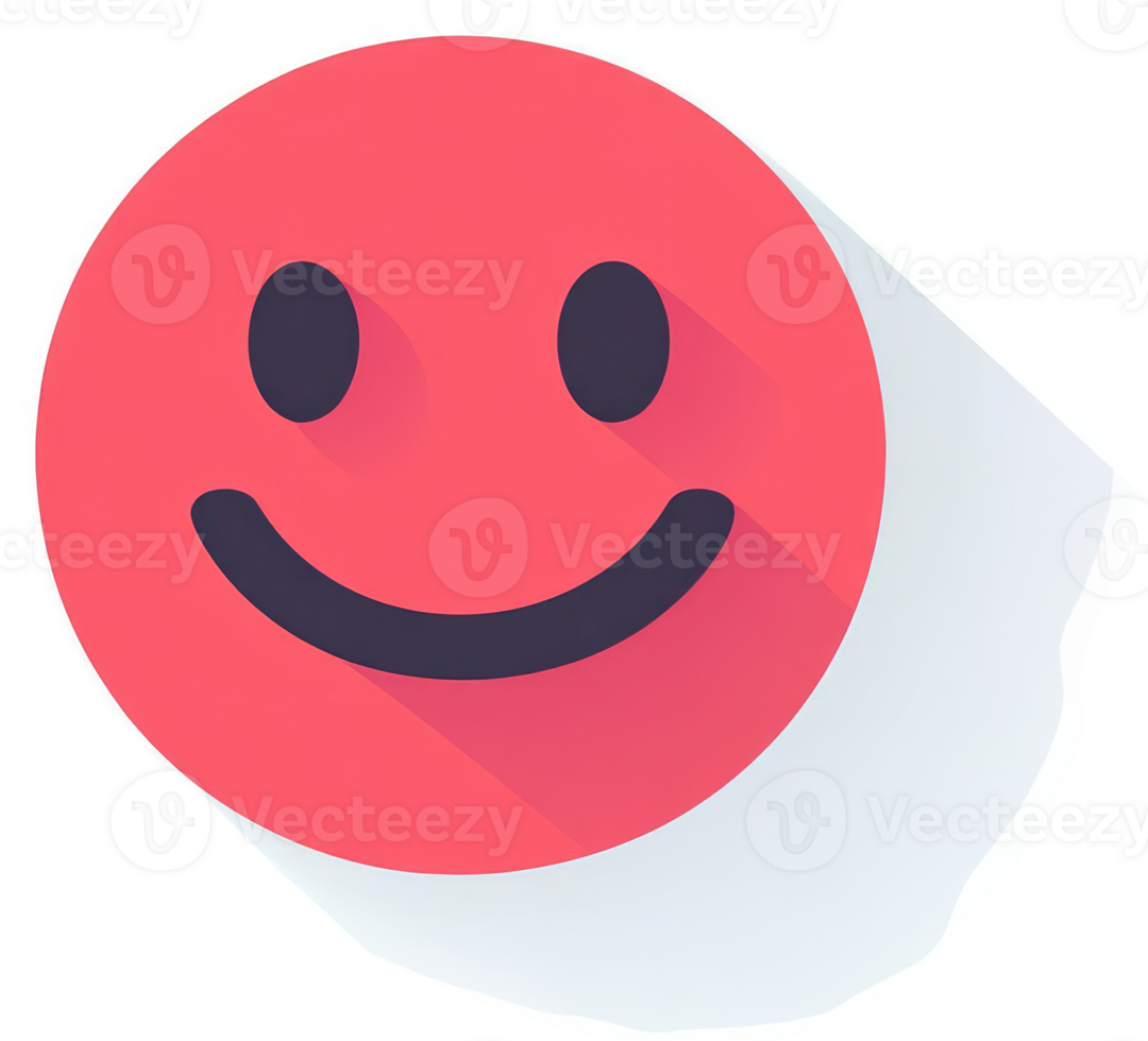 A cheerful, simple, round, pink smiley face icon. png