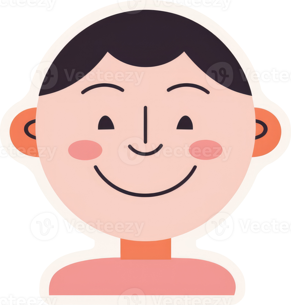 A cheerful cartoon illustration of a child's face with a happy expression. png