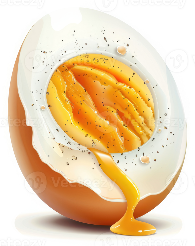 A halved hard-boiled egg, showcasing the yolk and egg white. png