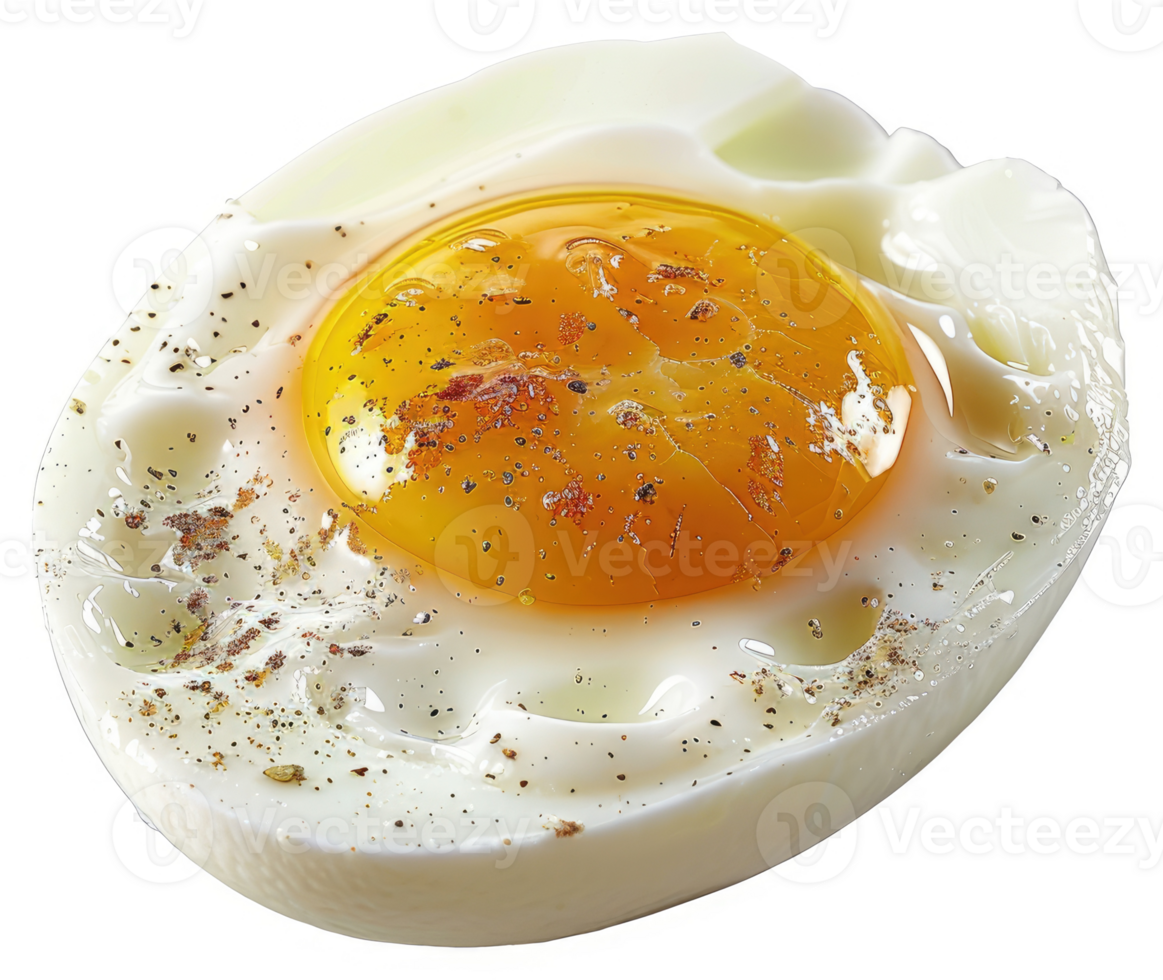 A fried egg with a runny yolk, seasoned with pepper. png