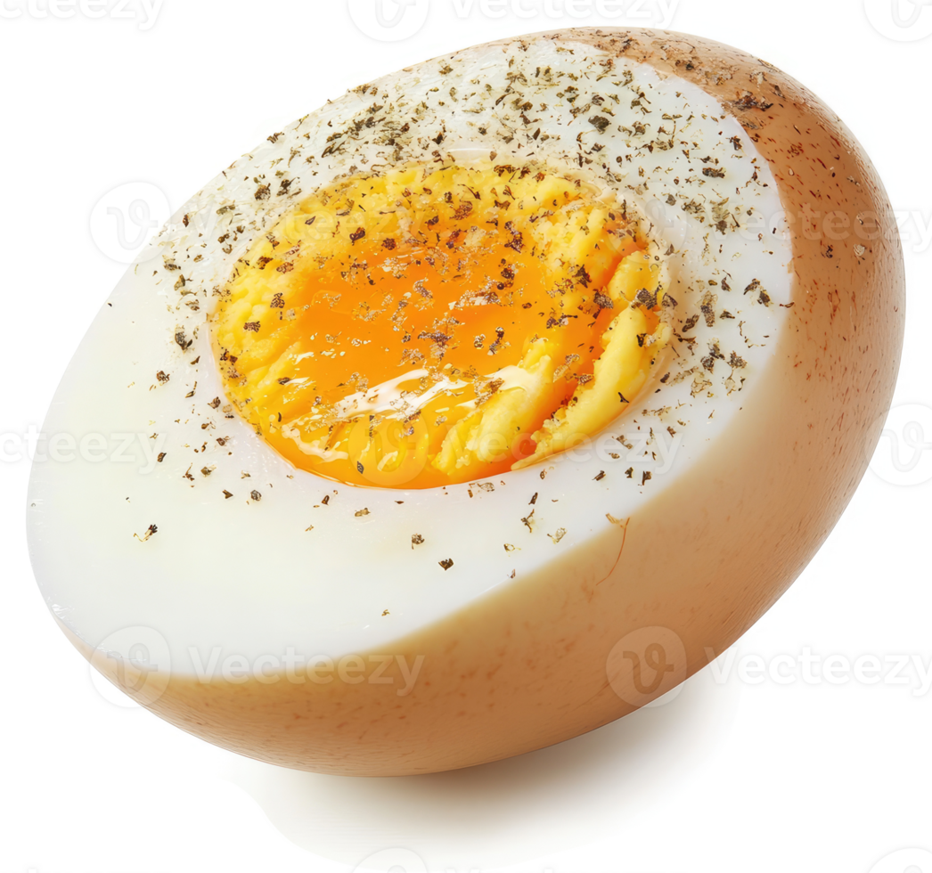A halved hard-boiled egg with a sprinkle of seasoning. png