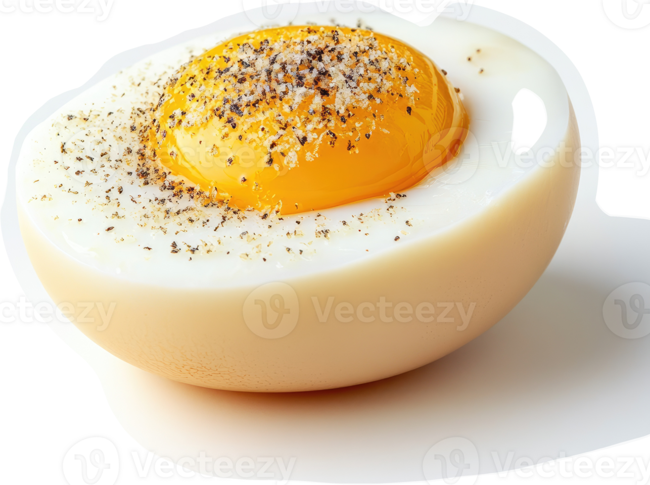 Close-up of a halved boiled egg with seasoned yolk. png