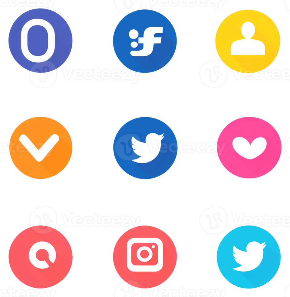 A collection of social media platform icons. png