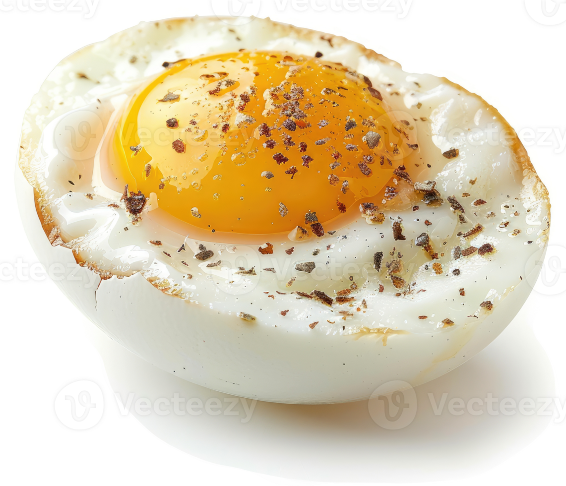 Close-up of a perfectly cooked, seasoned fried egg. png