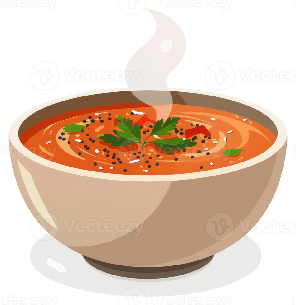 A steaming bowl of flavorful, topped soup. png