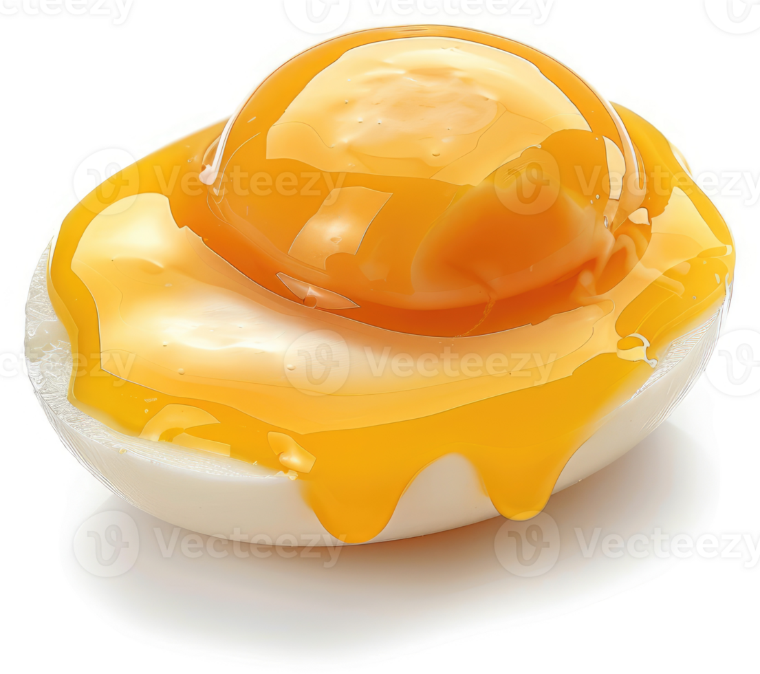 A halved hard-boiled egg with runny yolk. png