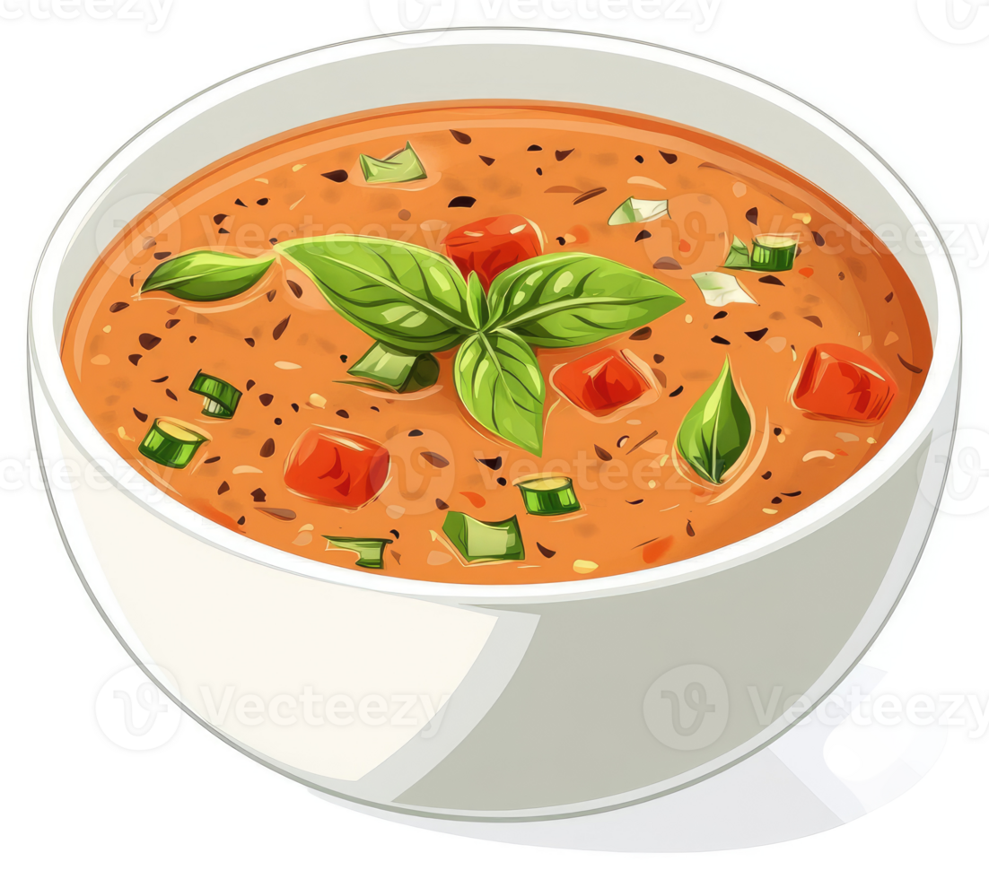 A bowl of vibrant, flavorful gazpacho soup. png