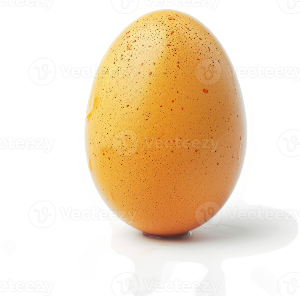 A single, golden-brown chicken egg on a white surface. png