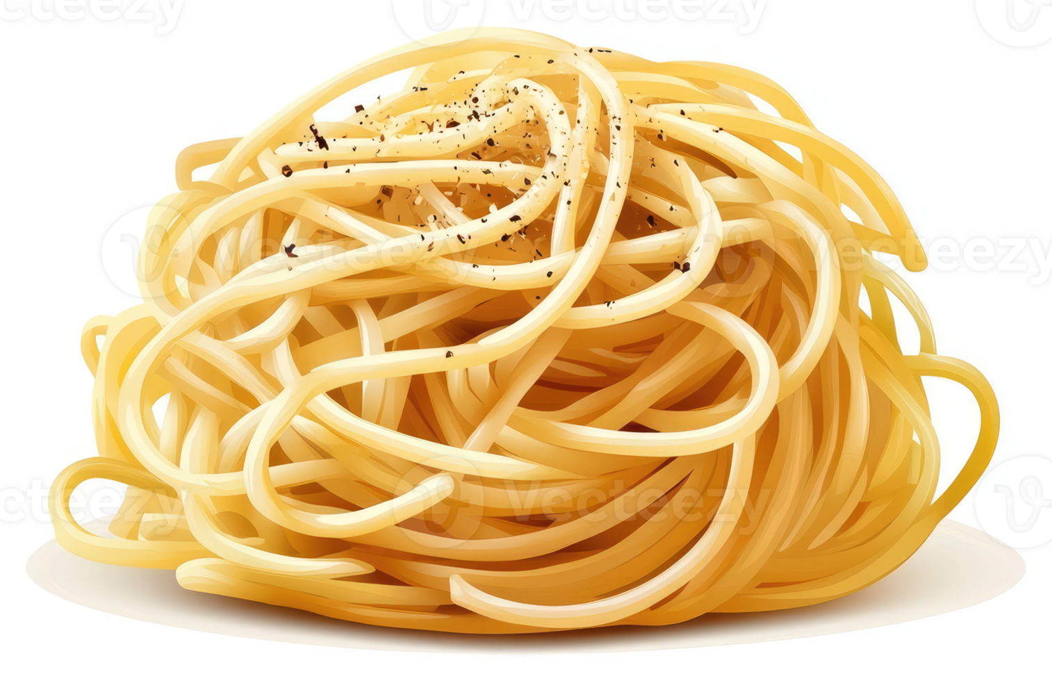 A delectable mound of cooked spaghetti tossed with black pepper. png