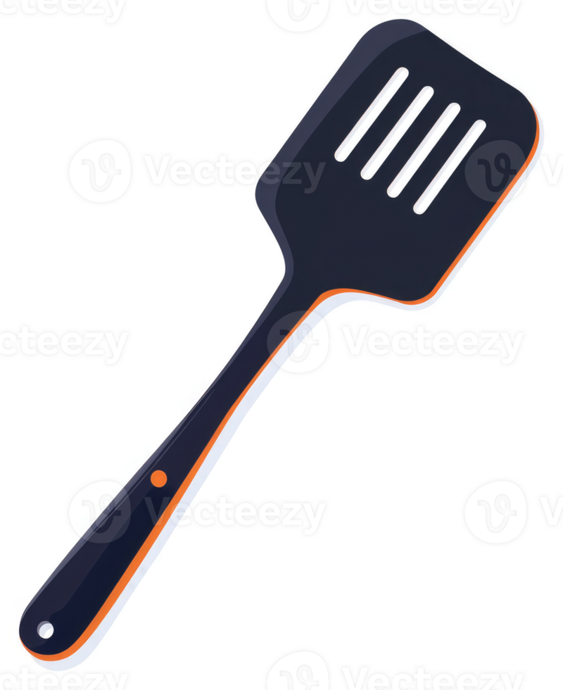 A colorful, slotted spatula for cooking. png