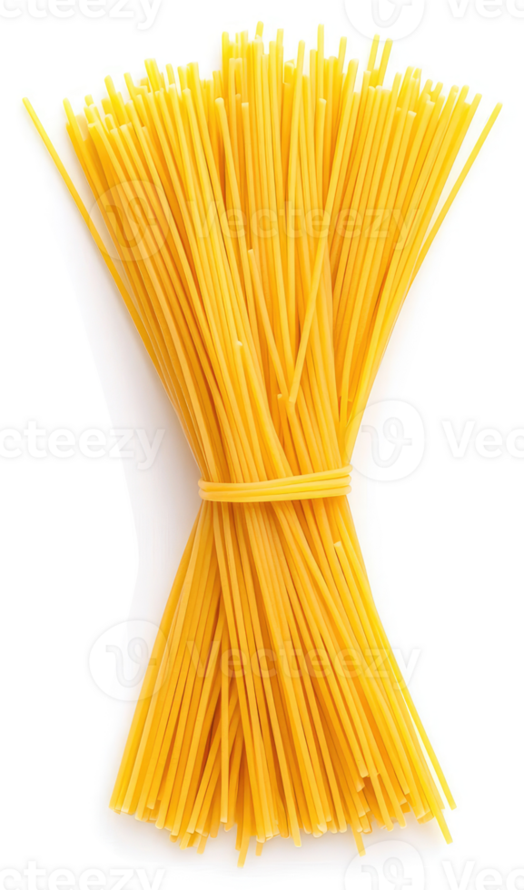 A close-up view of a bundle of uncooked spaghetti. png