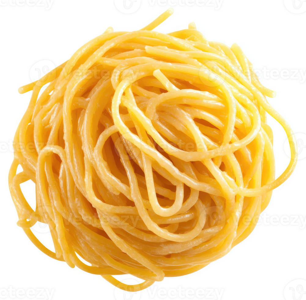 A close-up view of a ball of uncooked spaghetti. png