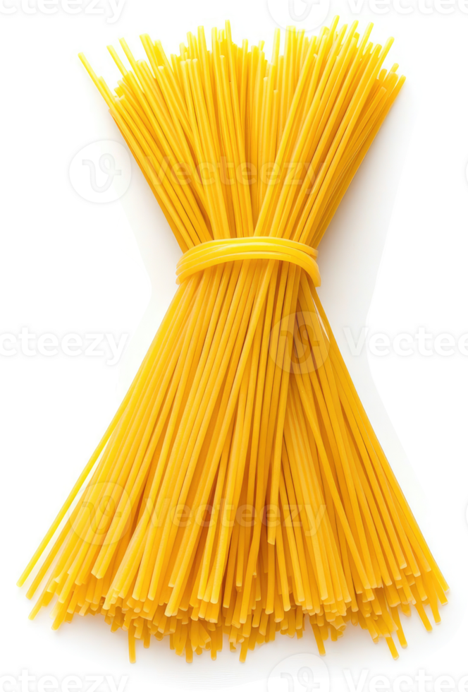 A bundle of uncooked yellow spaghetti strands. png