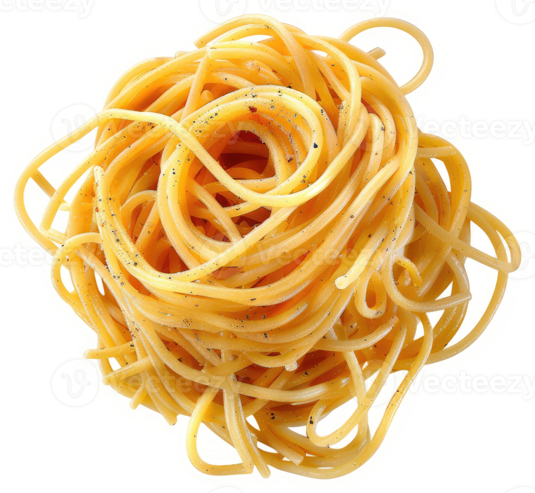 A nest of cooked spaghetti tossed with black pepper. png