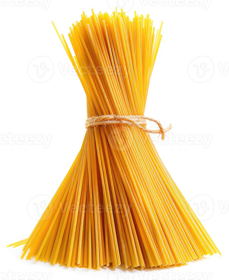 A bunch of dried yellow spaghetti tied with twine. png