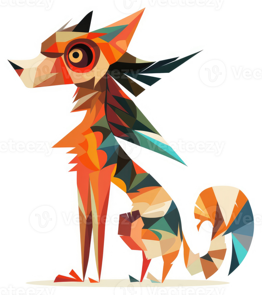 A vibrant, geometrically-designed canine. png