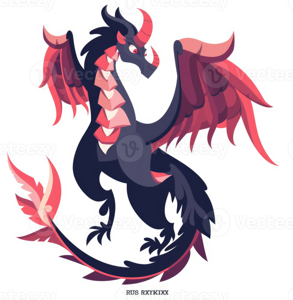A vibrant, stylized illustration of a majestic dragon. png