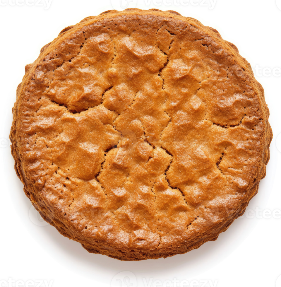 A round, baked, light brown cake with a textured top. png