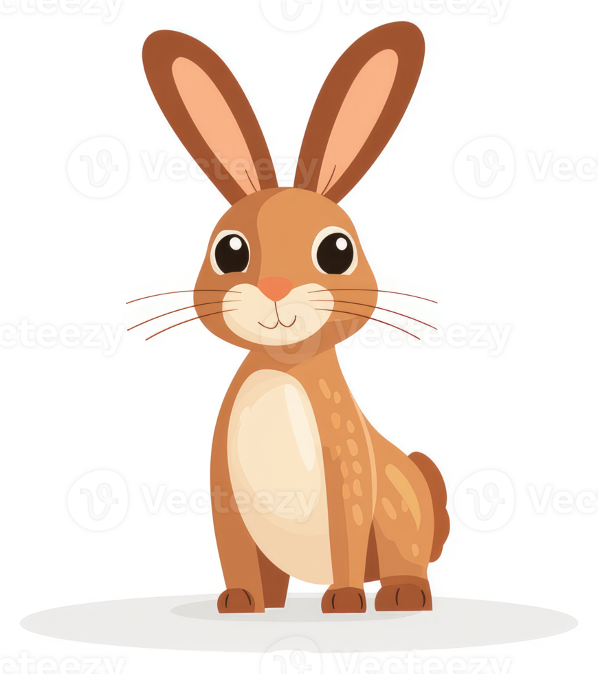 Cute cartoon brown rabbit illustration. png