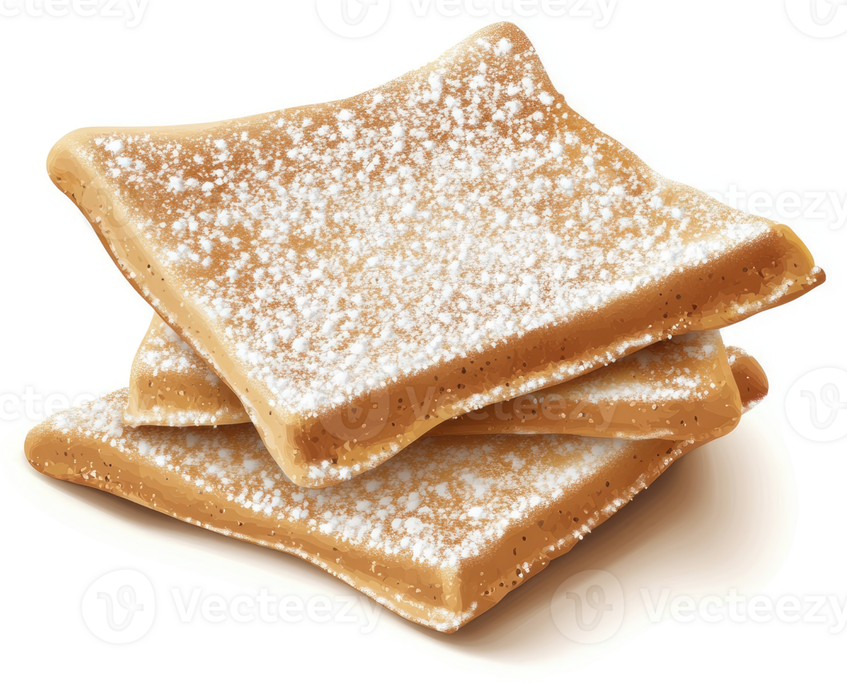 Stack of sugared pastries dusted with powdered sugar. png