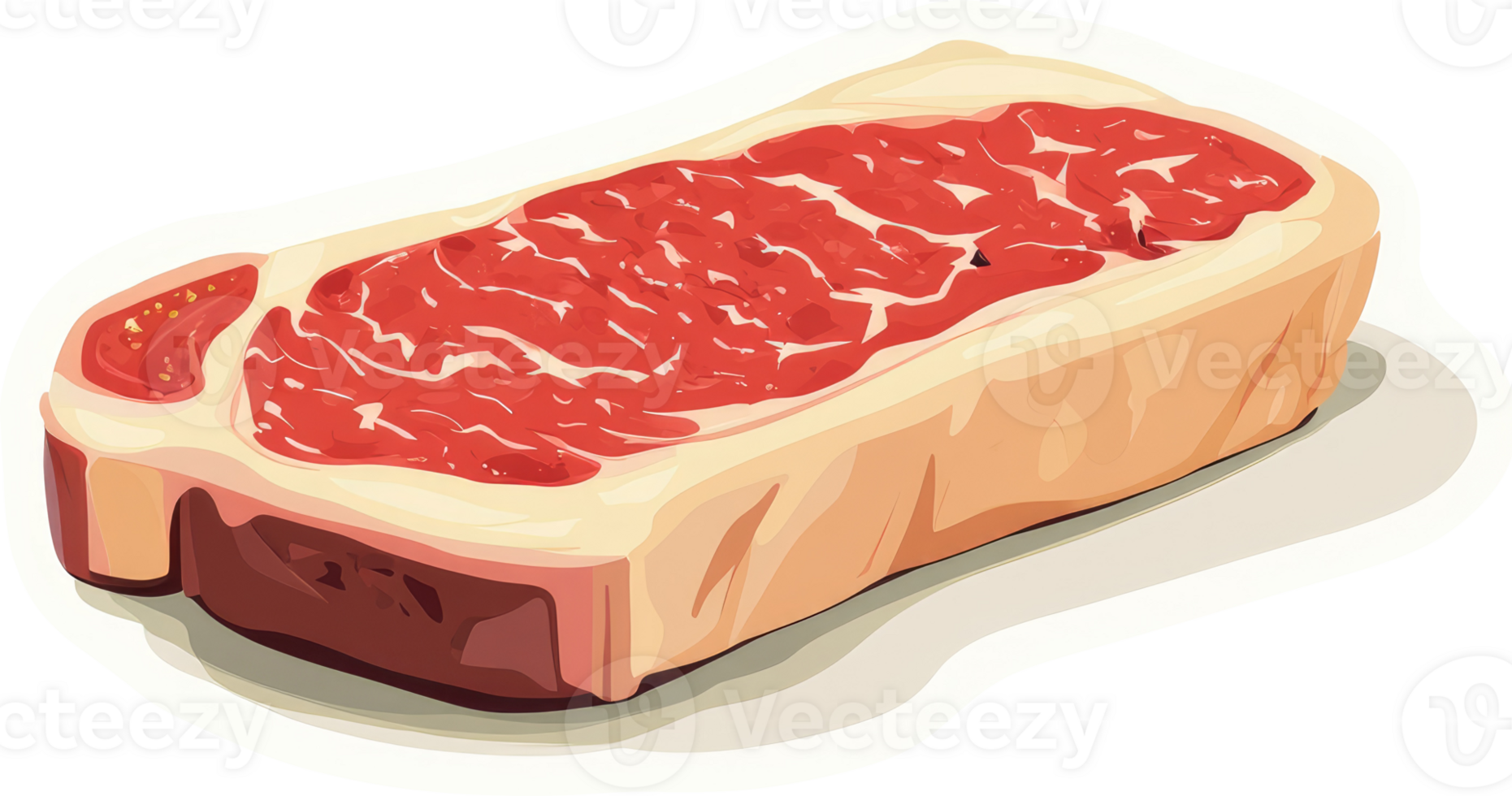 A slice of raw steak, showcasing its rich red color and marbling. png