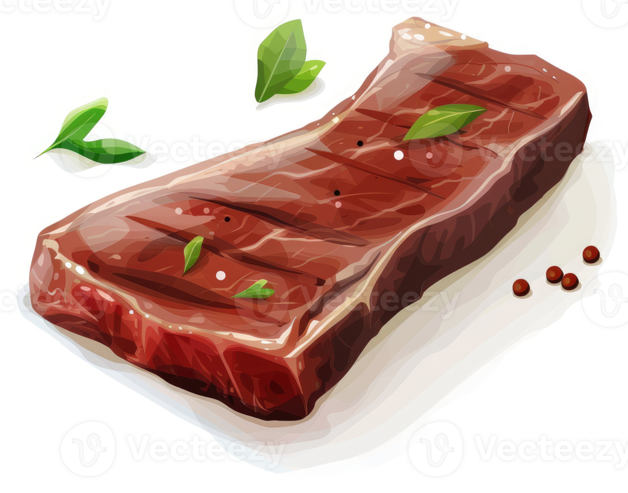 A delicious grilled steak seasoned with herbs and pepper. png