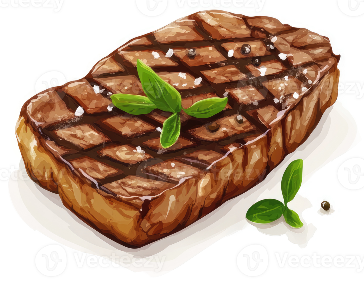 A delicious, grilled steak with herbs and seasoning. png