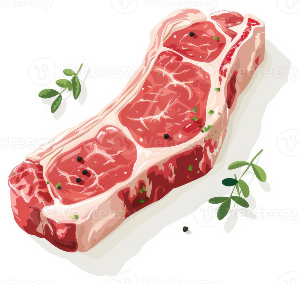 A flavorful raw steak seasoned with herbs and pepper. png