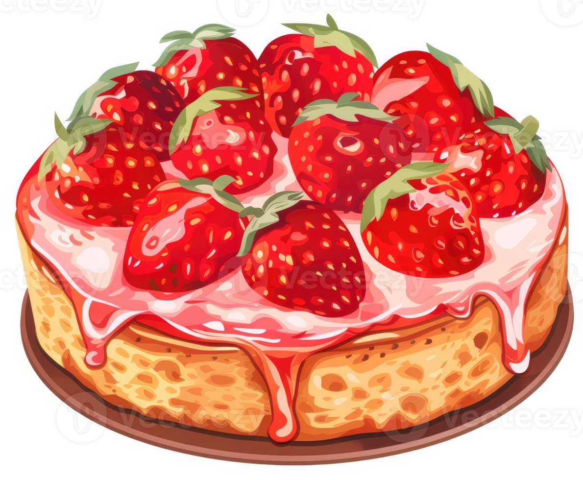 A delicious strawberry cake topped with sweet frosting. png
