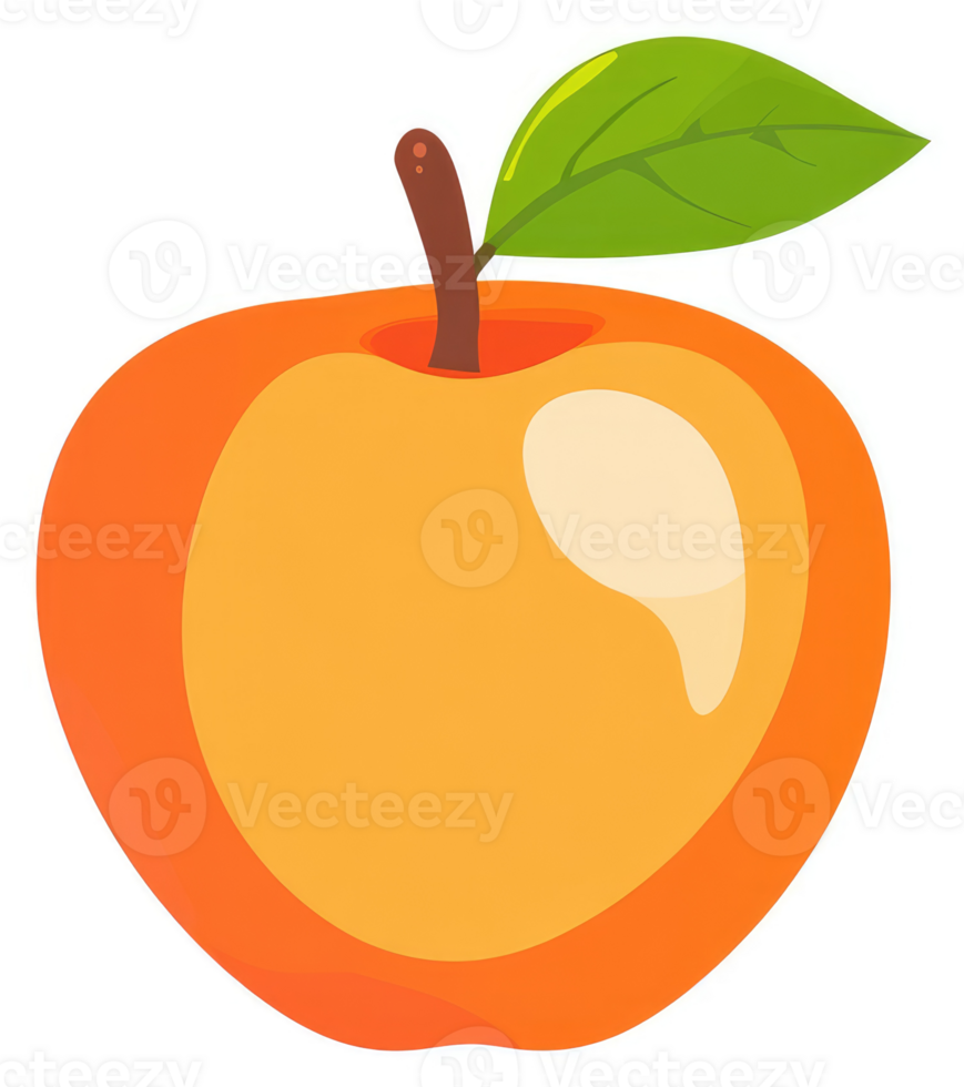 A vibrant illustration of a juicy, ripe apple. png