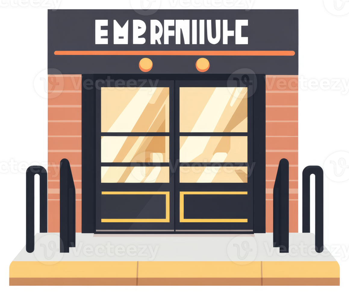 A stylized illustration of a storefront featuring a modern design. png