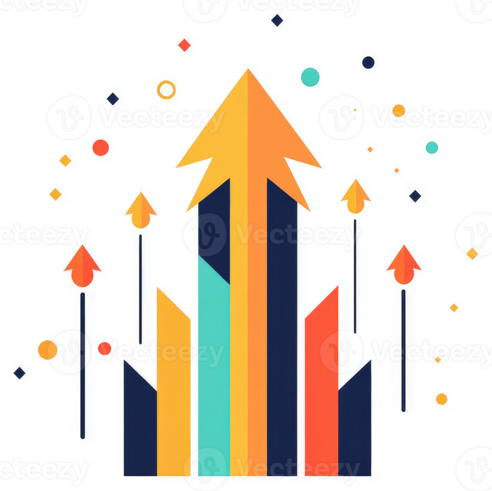Abstract graphic illustration of upward trending growth. png