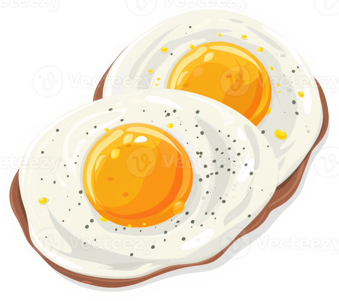 Two fried eggs with runny yolks. png