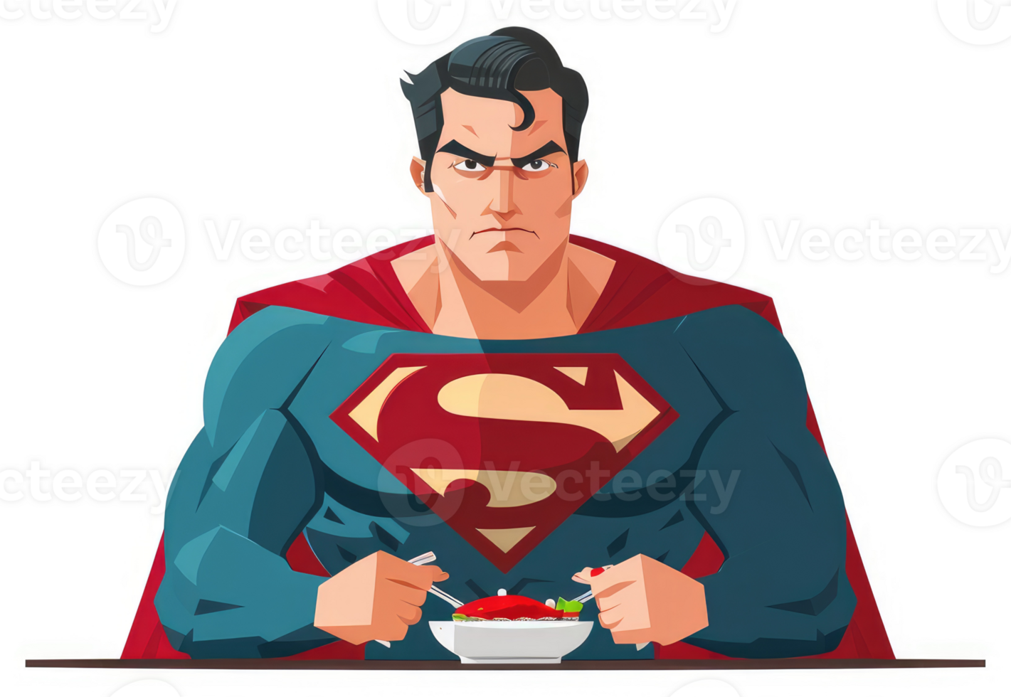 Superman enjoying a healthy meal. png
