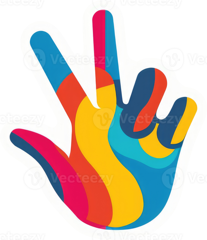 A vibrant, colorful hand design representing unity and diversity. png