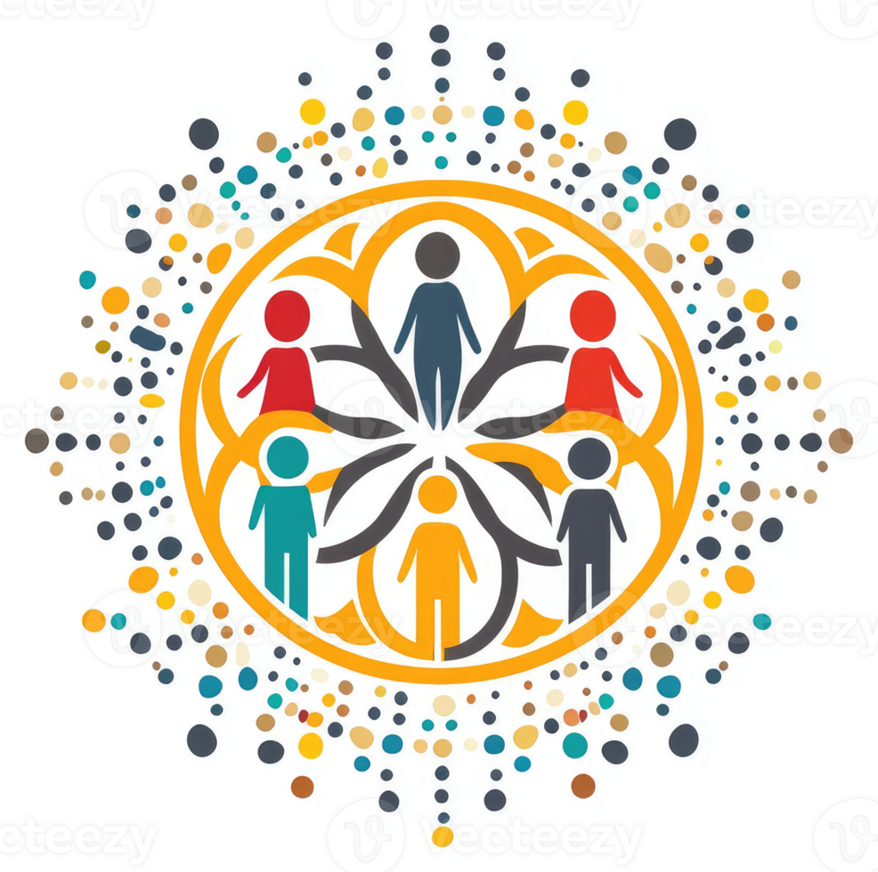 A colorful, interconnected community symbol of unity and support. png