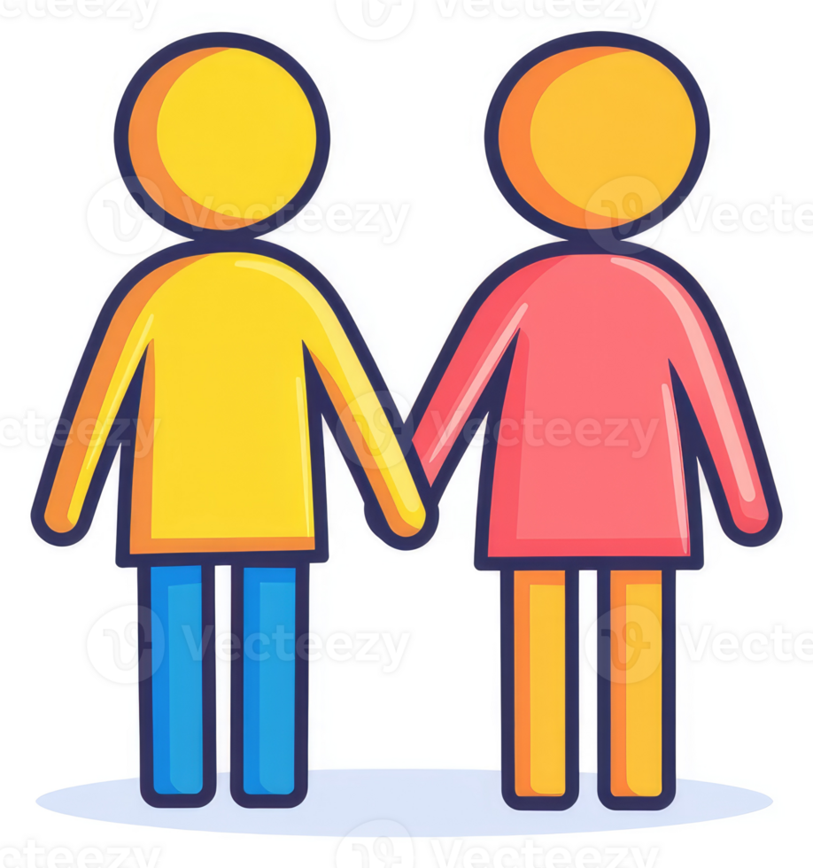 Two stylized figures holding hands, a representation of companionship. png