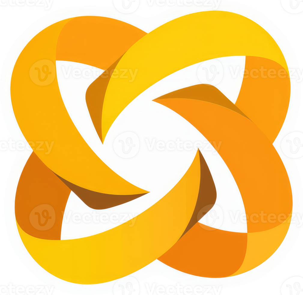 A vibrant, interconnected, stylized design of overlapping curved lines in a warm, golden yellow color scheme. png