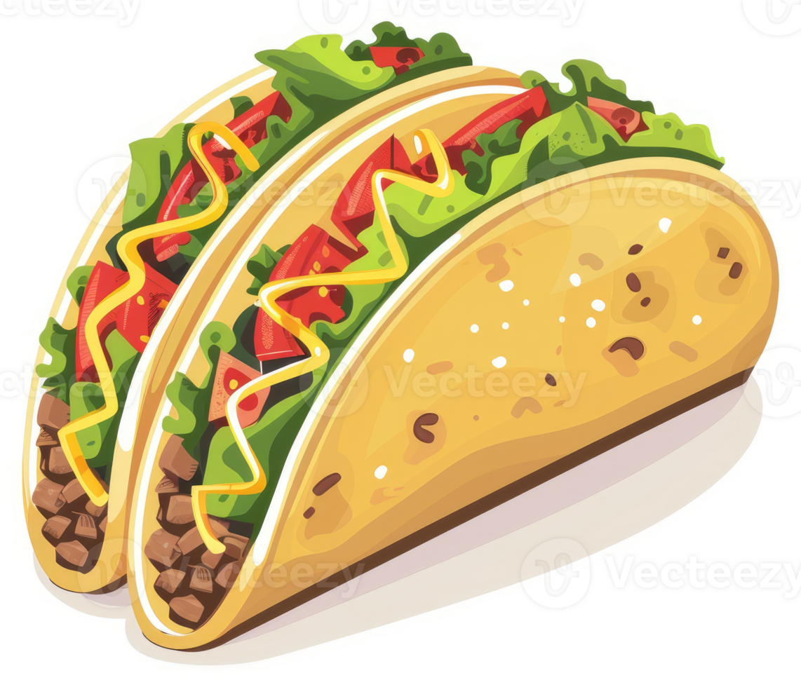 Two delicious tacos topped with savory ingredients. png