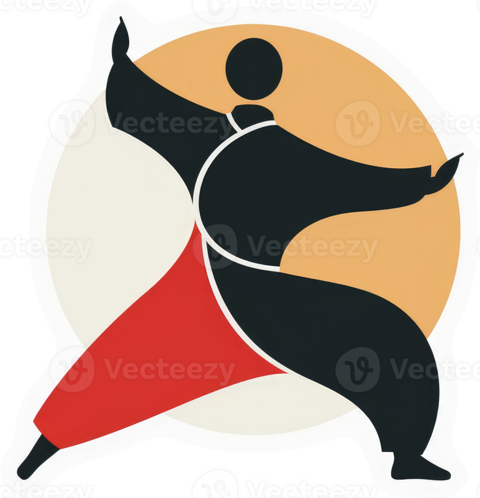 Stylized illustration of a person practicing martial arts. png