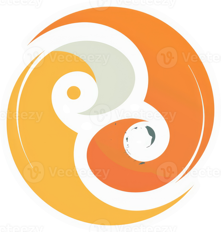 A stylized yin and yang symbol in warm orange and yellow tones. png