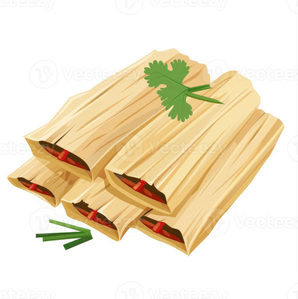 A stack of flavorful, traditional mexican tamales. png