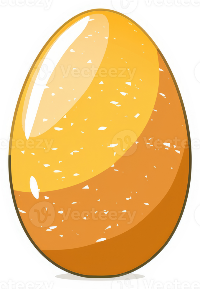 A cartoon depiction of a golden egg with speckled texture. png