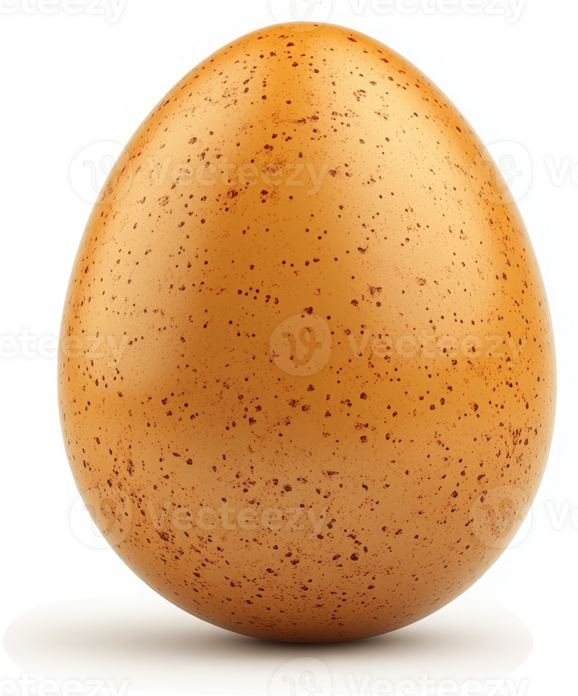 A single, speckled, brown egg rests on a white background. png